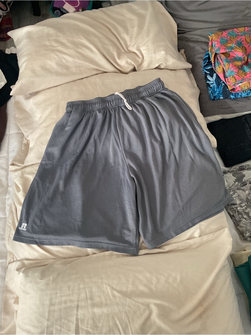 Russell Athletic Charcoal Gray Mesh Workout Shorts